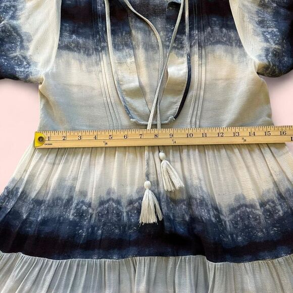 Blue Tie-Dye Tiered Mini Dress – Size S – The Impeccable Pig - Boho Indie - Picture 7 of 8